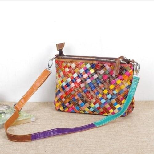 Women Shoulder Travel Bags Casual Fashion Plaid Sheepskin 2019 Woman Colorful Handbag Crossbody Bags Real Leather Business Bag