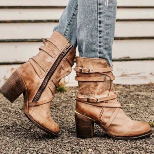 Women Snow Boots Warm Comfy Heel Ankle Shoes Side Zipper for Autumn Winter 2019 New Shoes Woman Botas Mujer