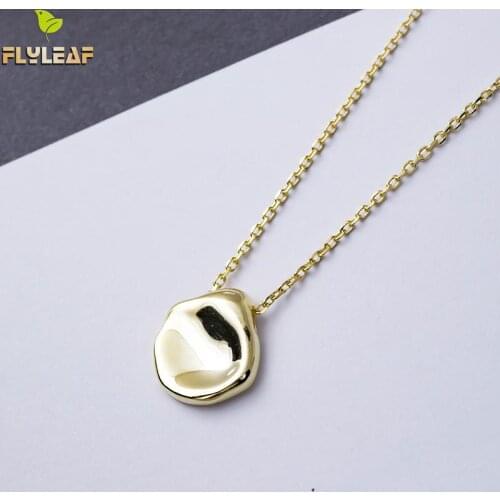 Flyleaf Gold Silver Irregular Shaped Necklaces & Pendants For Women Personality Lady 100% 925 Sterling Silver Fashion Jewelry