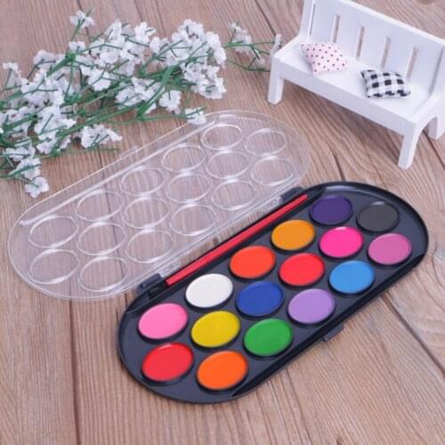 16Pcs Watercolor Palette Brush Set Painting Tray Craft Drawing Art Mini Kid Gift F3ME