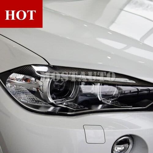For BMW X5 F15 Carbon Fiber Headlight Eye Lid Eyebrow Trim Cover 2014-2018 2pcs Car Accessories Interior Car Decor Car Trim