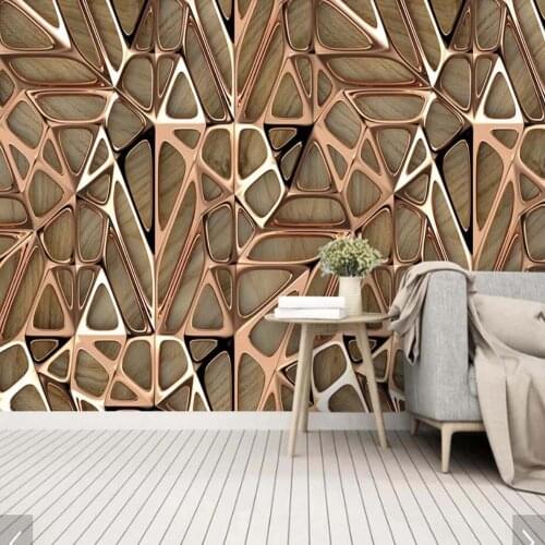 3D Abstract Geometric Wallpaper Murals Rose Gold Home Wall Mural Decals Wall Paper Rolls Printed Photo Stereo Wallpapers Custom
