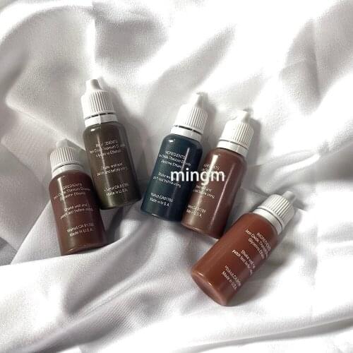 5Pcs / Lot Permanent Eyebrow Lip Eyelash Makeup Pigment 1/2OZ 15ML Tattoo Ink Set Micro Pigment Cosmetic Color Tattoo Supplies