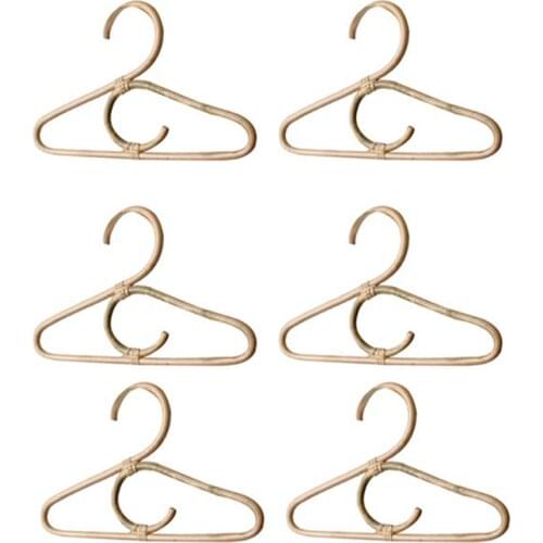 6Pcs Rattan Clothes Hanger Nordic Style Kids Garments Organizer Rack Children Hanger Kids Room Decor Hangers for Clothes