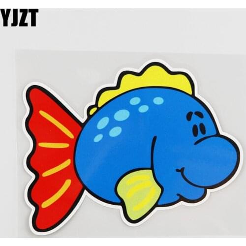 YJZT 14.2CMX11.3CM Cartoon Shark Car Sticker Beautiful Pvc Decal Decorate 6A-0143