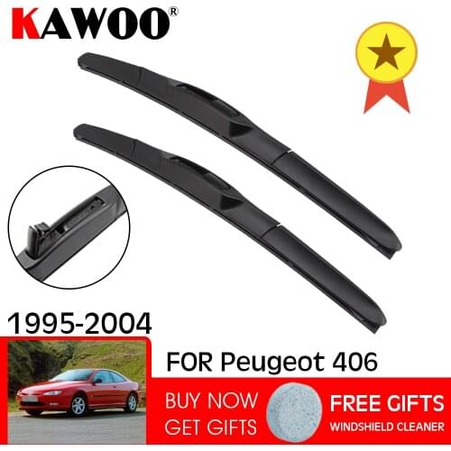 KAWOO Car Rubber Wiper Blades For Peugeot 406 Wagon Coupe Sedan Fit U Hook Arm 2004 2003 2002 2001 2000 1999 1998 1997 1996 1995