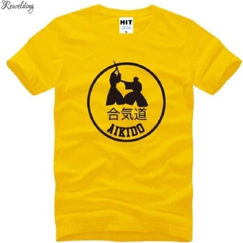 Aikido Fitness Printed T Shirt Men Fashion Short Sleeve O-Neck Cotton Mens T-Shirt New Summer Style Male Top Tee Mens Clothing