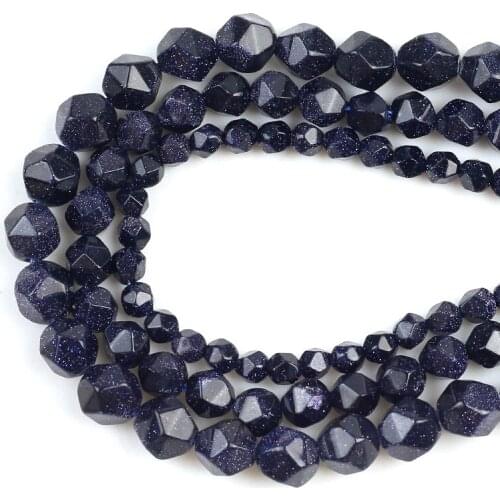 Natural Stone Blue Sandstone Split Surface Faceted Loose Stone Beads Spacer Beads 15'' 6/8/10mm For Jewelry Making DIY Bracelet