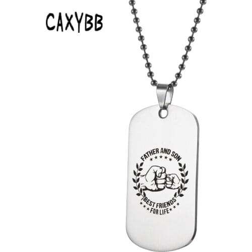 Caxybb Fashion Stainless Steel Pendant My Son Tag father son Necklace Nameplated Necklace Dog Tag Best friends for life