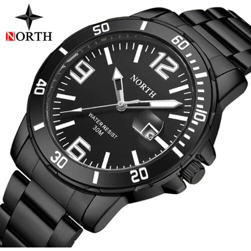 Luxury Brand Men New Watch NORTH Fashio Casual Business Steel Belt Quartz Watch Simple Sport Waterproof Watch Relogio Masculino