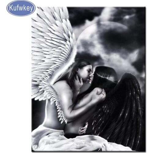 Black and white gay kiss painting girl Wall Art Diy Diamond Painting 5D Full Mosaic diamond embroidery rhinestone modern Decor