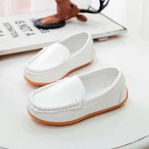 Children Kids Yellow White Leather Shoes For Teenagers Boys Girls School Slip-on Non-slip Casual Flat Single Shoes Shoe New 2021