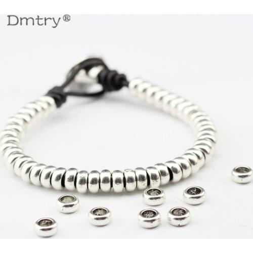 Dmtry 50g/lot Big Hole Antique Silver Mental Charms DIY Beads Necklace Pendant Bracelet Jewelry Making Findings Material LC0044