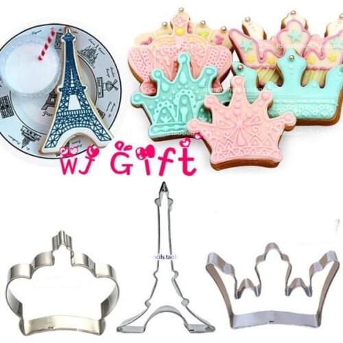 Eiffel Tower Crown shape Stainless Steel cookie cutter biscuit mould fruit cupcake bread metal mold fondant cake Decorating Tool