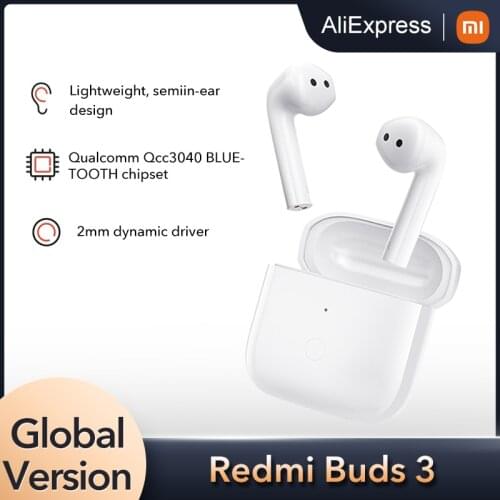 Global version Xiaomi Redmi Buds 3 TWS Wireless Bluetooth Earphone Waterproof Dustproof 4.5g Weight for Single Half-in Ear