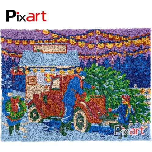 Latch Hook Rug Christmas Eve Crocheting Tapestry Kits DIY Carpet Rug Chunky Yarn Needlework Knitted Floor Mat Hobby & Crafts