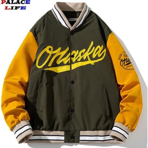 Hip Hop Baseball Jackets Men Spring Autumn Letter Embroidery Patchwrok College Style Casual Oversize Loose Bomber Couples Coats