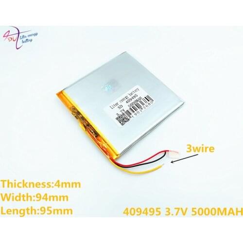3 line Liter energy battery 409495 3.7V 5000MAH 409595 (polymer lithium ion battery) Li-ion battery for tablet pc 7 8 9 inch