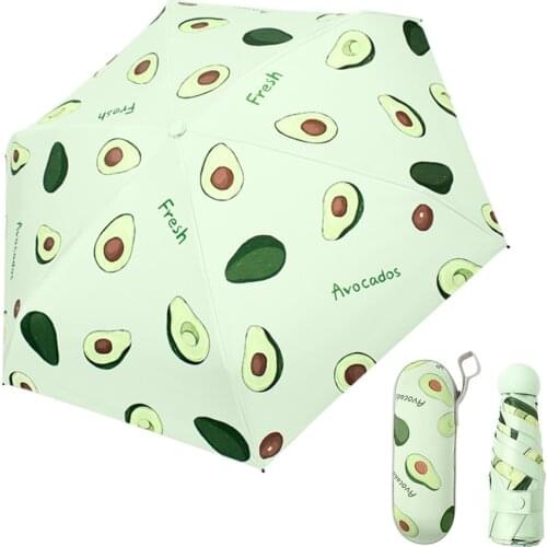 Mini Capsule Umbrella Cartoon Fruit Avocado Anti-Uv Upf50 + Folding Pocket Umbrella 6k Parasol Small Paraguas