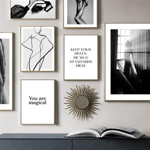Sexy Woman Fashion Poster Black White Canvas Print Wall Art Painting Minimalist Artwork Picture Modern Girl Bedroom Decoration