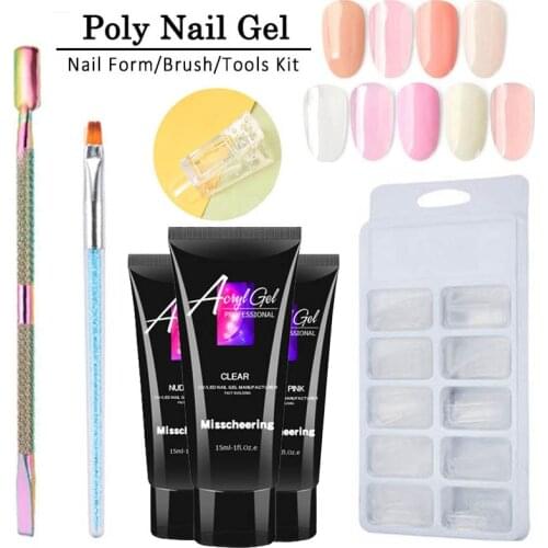 5pc/set Poly Builder UV Gel Set Crystal Jelly Hard Poligel Acrylic Soak Off Fast Building Finger Extension Manicure set