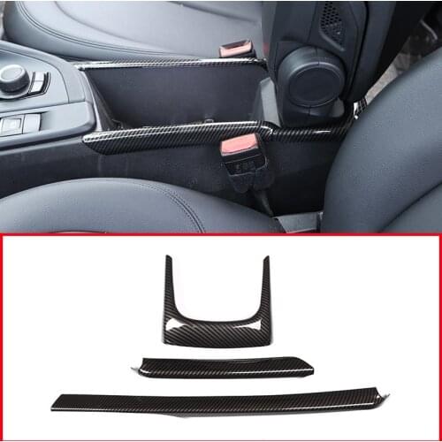 3pcs Carbon fiber Style ABS Car Armrest Box Decoration Strip Trim For BMW X1 F48 2016 2017 2018 Car Accessories
