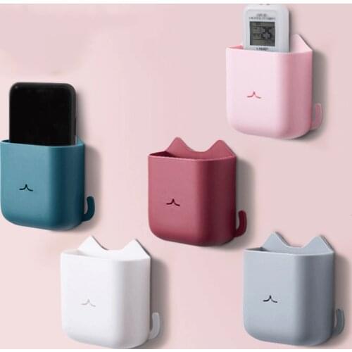 Wall-Mounted Storage Box Punch-free Remote Control Storage Box Solid Charging Cable Storage Box Remote Control Phone Holder