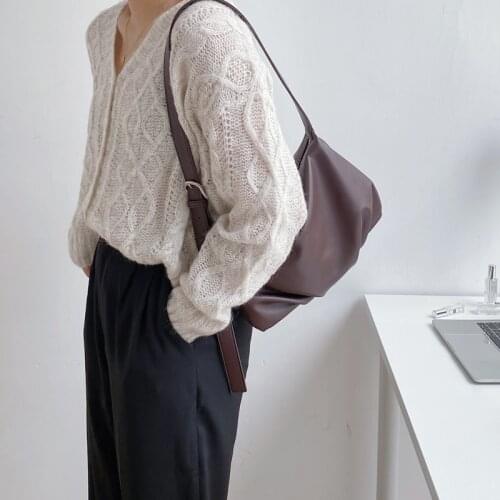 2021 New Folds High Quality Zipper Baguette Bags for Women Ladies Soft PU Leather Female Shoulder Bags Wrinkle Purses Handbags