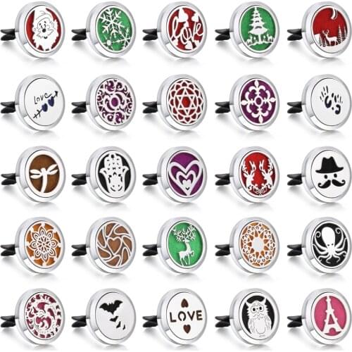 New Stainless Steel Aromatherapy Jewelry 30mm Tree of Life Car Perfume Diffuser Clip Air Freshener Essential Oil Diffuser Locket
