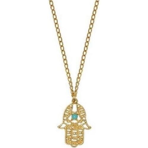 OneckOha Wholesale Price!Turquoise Stone Fatima Hand Necklace Hamsa Necklace Lucky Jewelry