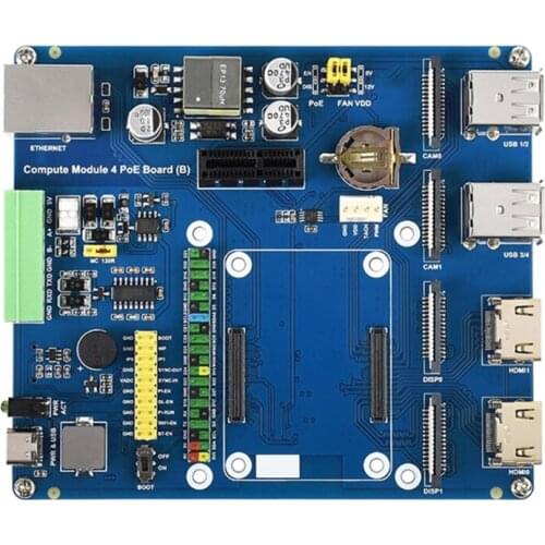 POE IO USB 2.0 Expansion Board Ethernet Interface RS485 RS232 Connection Hub for RPI Raspberry Pi Computer Module 4 CM4