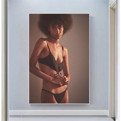 Ange Marie Moutambou Sexy Model Pretty Girl Swimsuit Pose Wall Silk Cloth HD Poster Art Home Decoration Gift