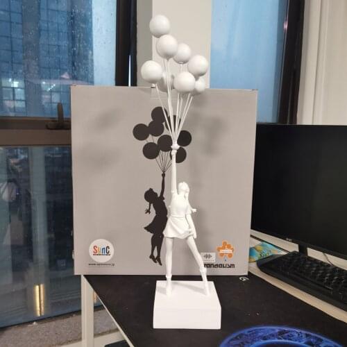 Box Luxurious Balloon Girl Statues Banksy Flying Balloons Girl modern Art Sculpture Resin Craft Home Decoration Christmas Gift