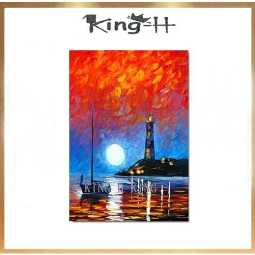 Hand-painted murals scenery wall poster art canvas painting with sunrise photo sitting room home decoration no framework