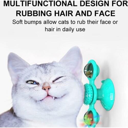 Cat Brush Teeth Cleaning Windmill Toy Rotating Windmill Turntable Tease Scratching Rubbing Hair Cat Pet Products