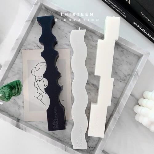 DIY Shaped Strip Candle Silicone Mold Creative Chocolate Fudge Cake Mold Christmas Family Decoration Aroma Candle Mold