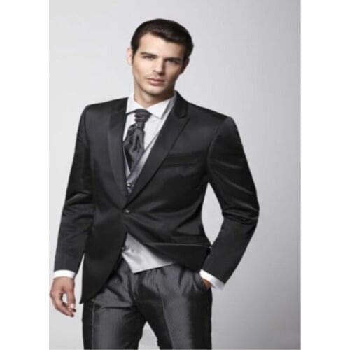 TPSAADE Gentleman Groom Tuxedos Hot Sale Slim Fit Peak Lapel Suit For Negro Party Mens Wedding Suit (Jacket+Pants+Vest) 384