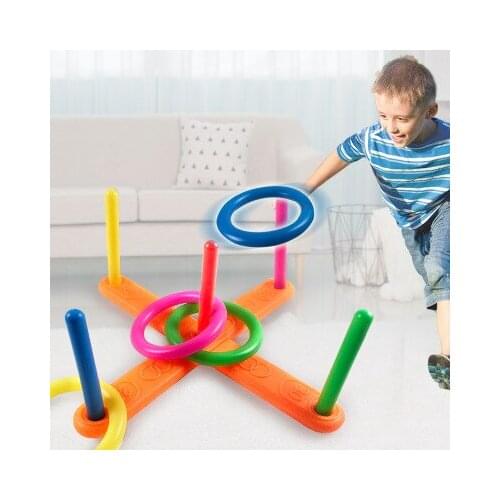 Funny Kids Outdoor Sport Toys Hoop Ring Toss Plastic Ring Toss Quoits Garden Game Pool Toy Outdoor Fun Set #YL