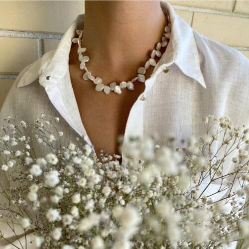 Baroque Pearl Necklace Vintage Pearl Necklace 925 Silver Necklace Necklace Shaped Pearl Necklace