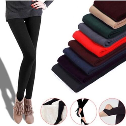 YMING Women Autumn Winter Thick Warm Legging Brushed Lining Stretch Fleece Pants Trample Feet Leggings High Elasticity Leggings