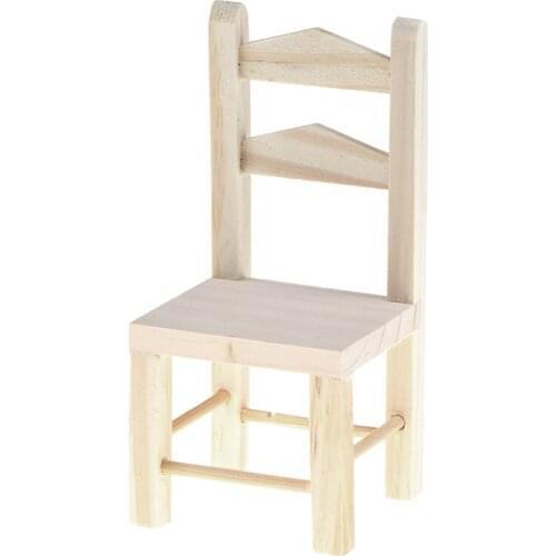 1:12 Mini Doll House Dollhouse Restaurant Chair 1:12 Dollhouse Furniture Miniature Wooden Kitchen Chair Kids Pretend Play Toy