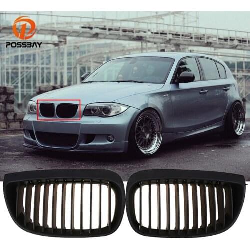 1 Set Matte Black Car Front Center Wide Kidney Grille Grills Cover for BMW 1-Series E81 3-door 2007-2011 Facelift 51137077129