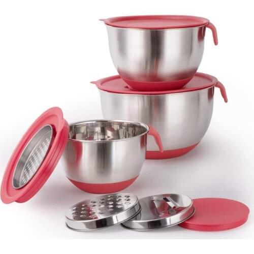 1PC Mixing Bowl Stainless Steel Lid Grater Non-Slip Cake Bread Salad Mixer Kitchen Washer String Tool Cover Food Container QA156