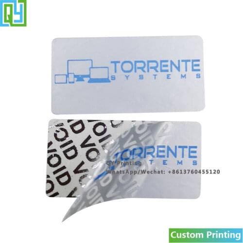 1000pcs 40x20mm Free Shipping Custom Warranty Void If Broken Stickers Anti-theft Custom Printed Logo Security Labels