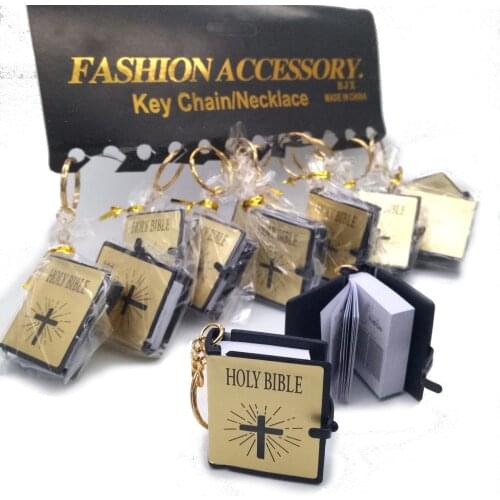 12pcs Bible Religious Jewelry Gift Cross Mini Bible Pendant Keychain