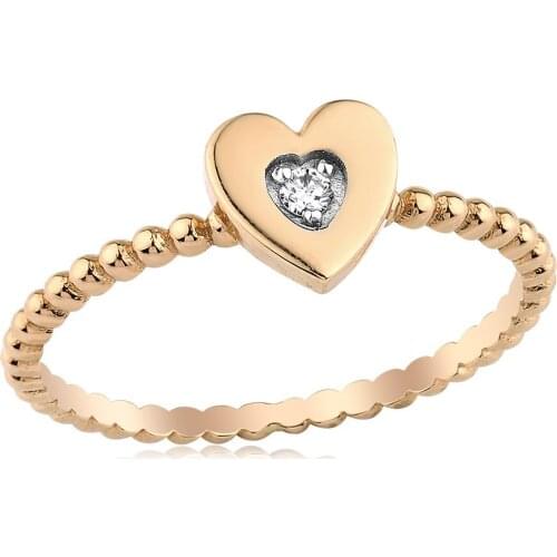 14k Gold Natural Diamond Heart Pebble Ring PY1061-1