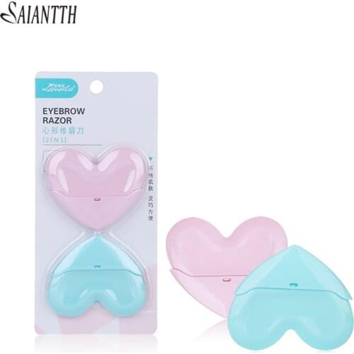 SAIANTTH 2pcs Ceative heart shape eyebrow epilator Netted anti-slip eyebrow trimmer Blade epilateur sourcil eyebrow razor makeup