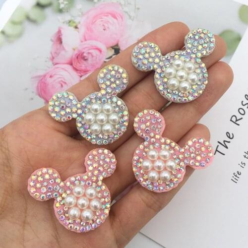20Pcs Pearl AB Rhinestone Patches Non-woven Patches For Clothes Bling Padded Pearl Beaded Applique DIY Hair Accessories Decor