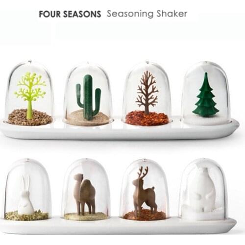 4PCS Kitchen Supplies Bottle Seasons Spice Seasoning Salt Pepper Shaker Condiment Shaker Container Animals Bottle KC1128