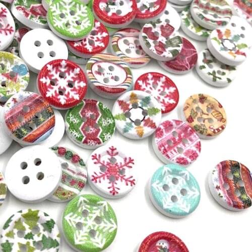 50 pcs 15mm Christmas Wood Flatback/Buttons Scrapbook embellishment craft WB424